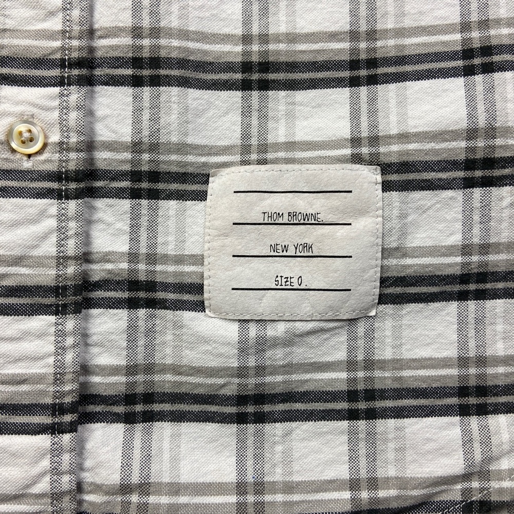 Thom Browne Shirt Mens Size XS Gray White Check Button Up Long Sleeve Men - Picture 5 of 11